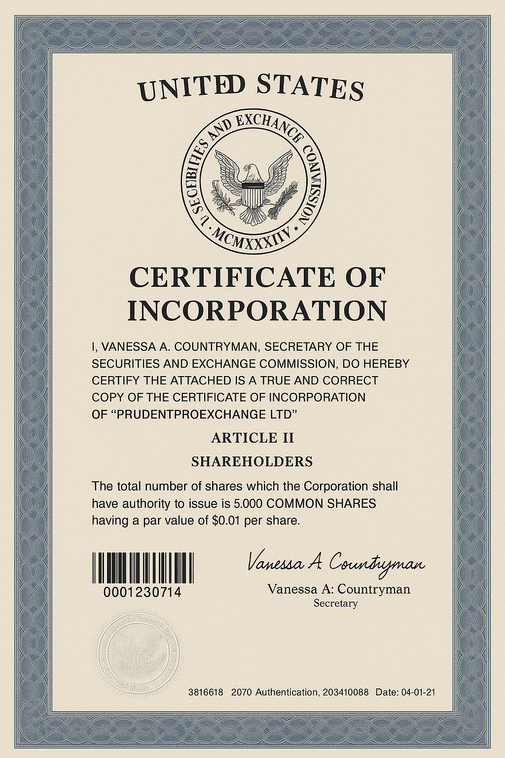 Certificate of Incorporation