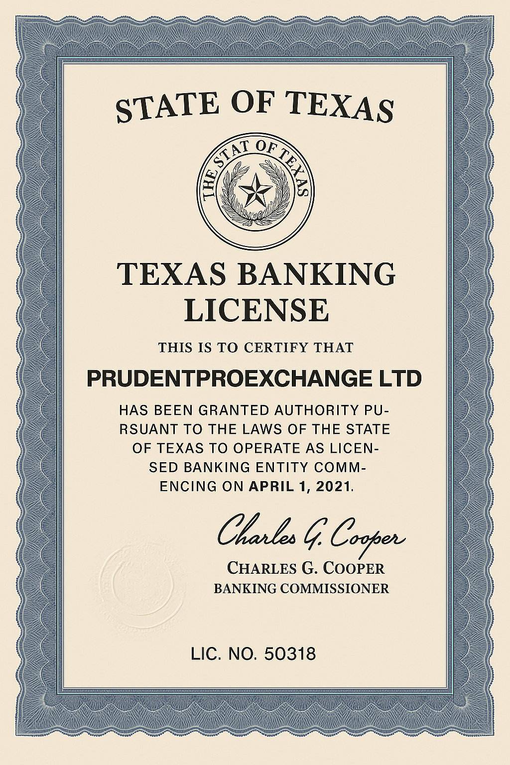 Texas Banking License