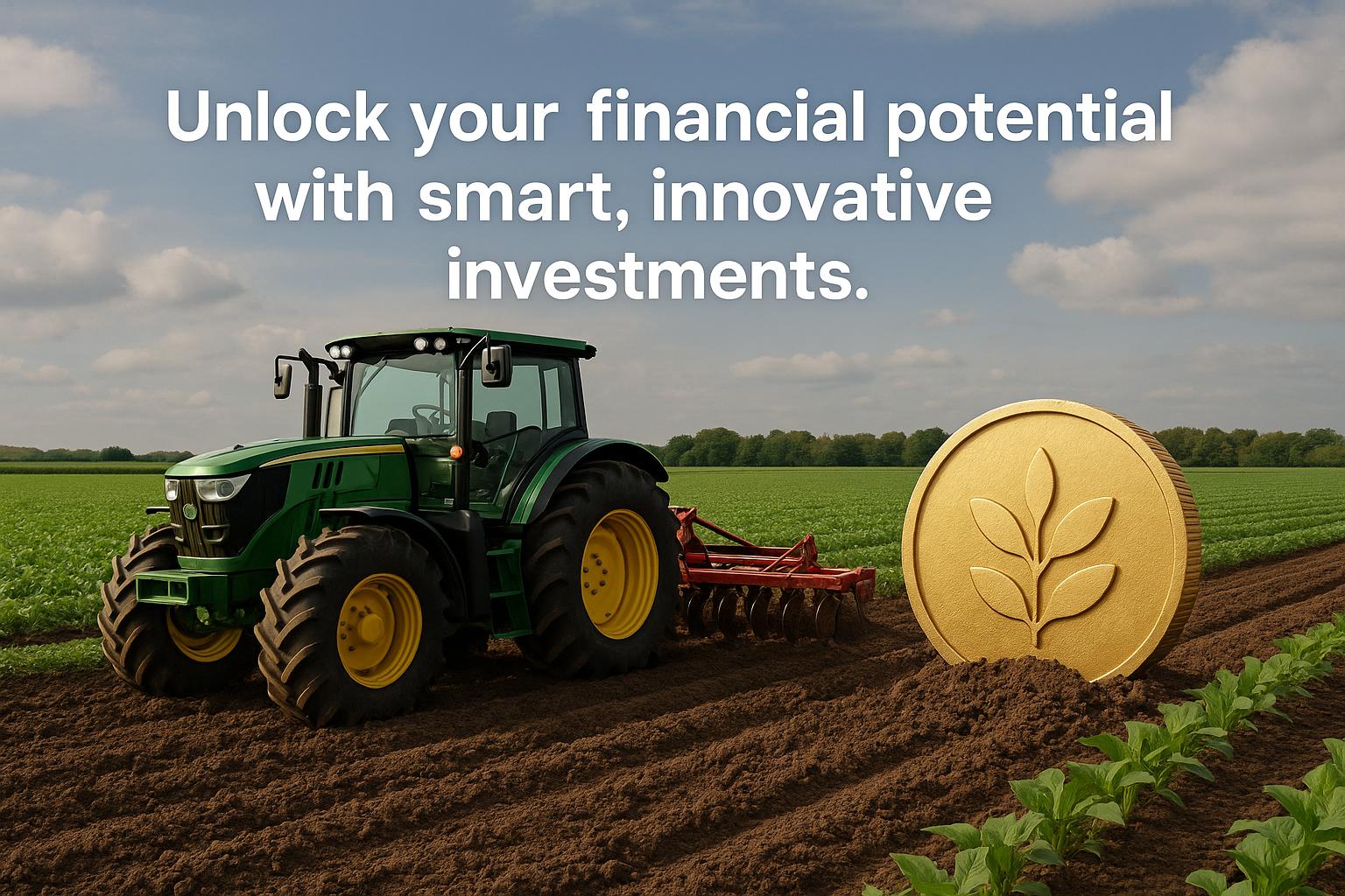 Tractor on a coin symbolizing agricultural investment